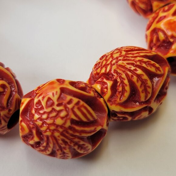 Natural Dragon Fire Flame Bead Stretch Bracelet - Picture 3 of 6